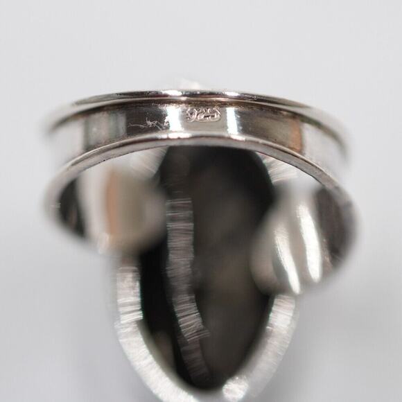 Natural Shungite Ring 925 Sterling Silver Freeform Bezel set Handmade Ring 7 - Picture 10 of 14